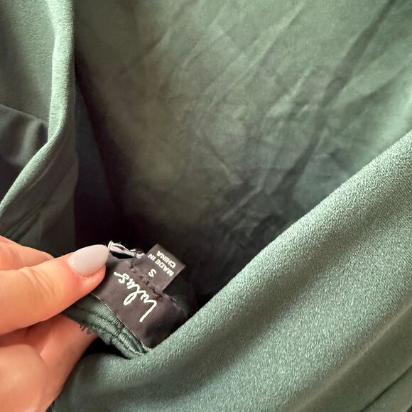 $99 Lulus Love In Your Eyes Hunter Green Knotted Mermaid Maxi Dress size small - Picture 8 of 9